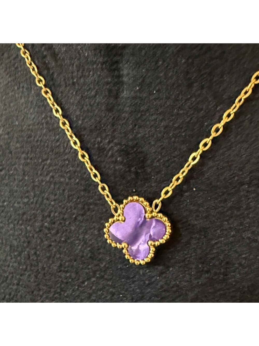Stainless steel Clover necklace Stamped 18k Gold plated Women’s Clover Necklace